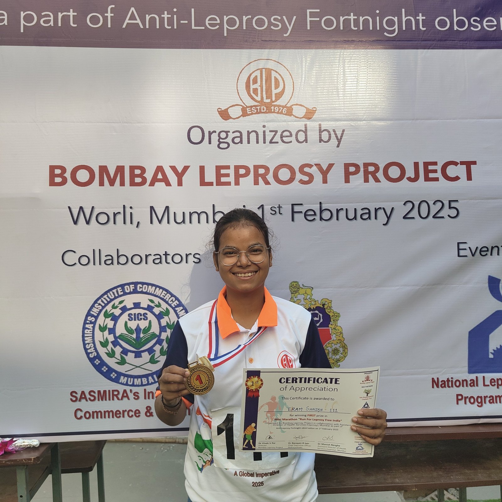 Eram Shaikh Wins 1st Place in BLP Mini-Marathon 2025!"