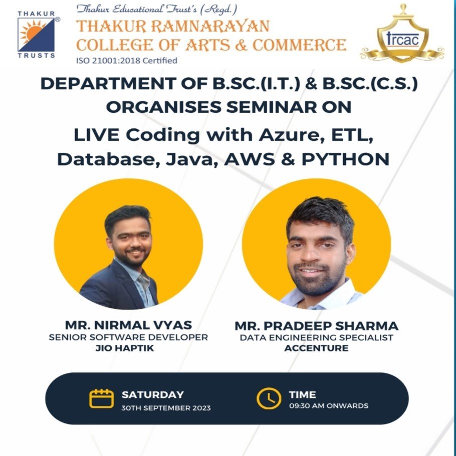 B.Sc. I.T. & B.Sc. C.S. Event - Live Coding with Azure, ETL, Database, Java, AWS & Python